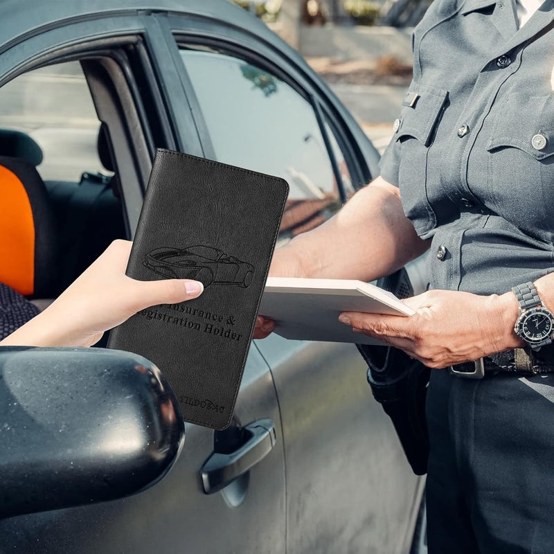 TILDOSAC 2Pack Leather Car Registration and Insurance Card Holder, Car Document Holder for Cards License with Magnetic Shut (Pink+Black) - Image 4